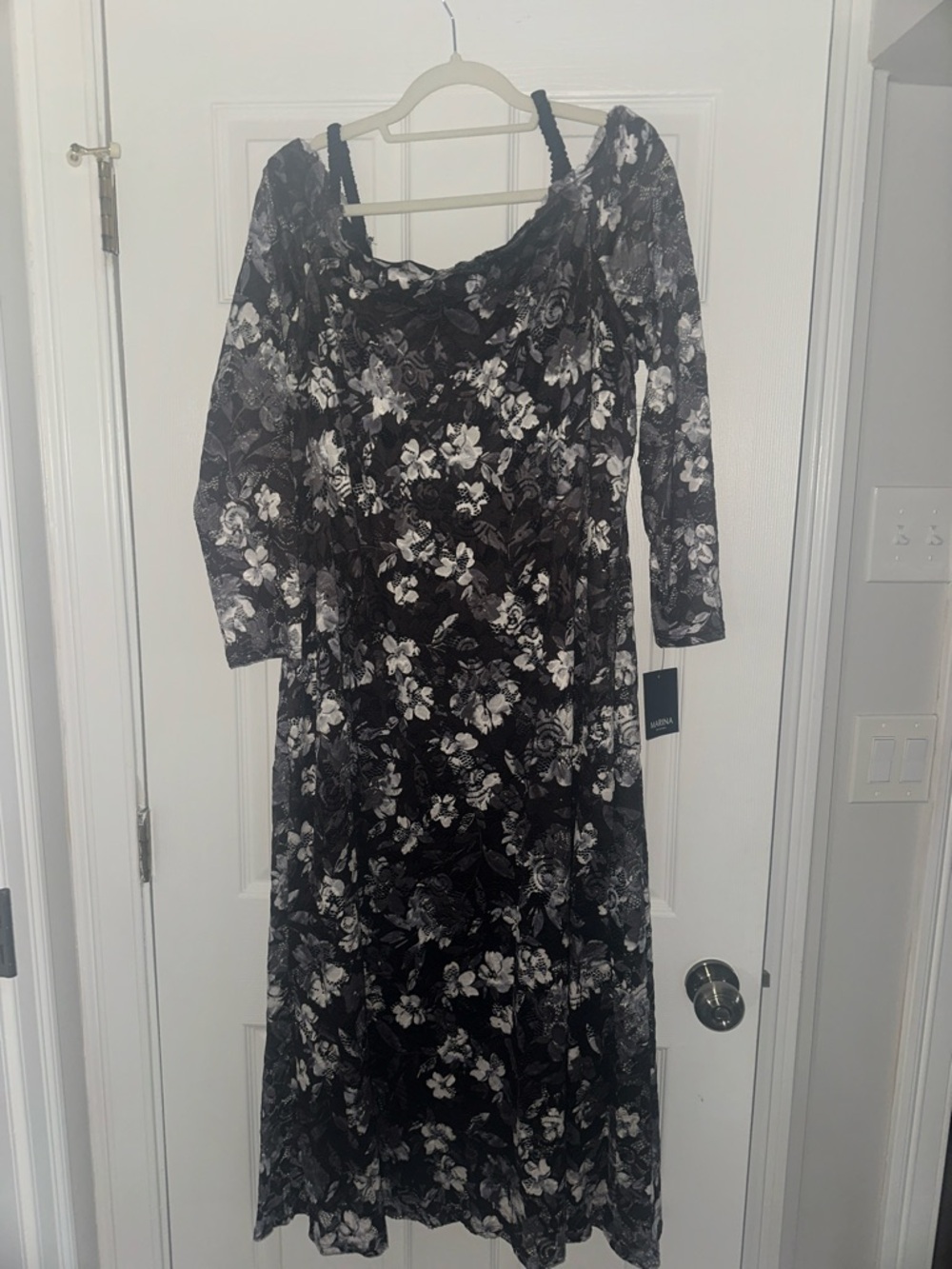 MARINA Black Floral Maxi Dress